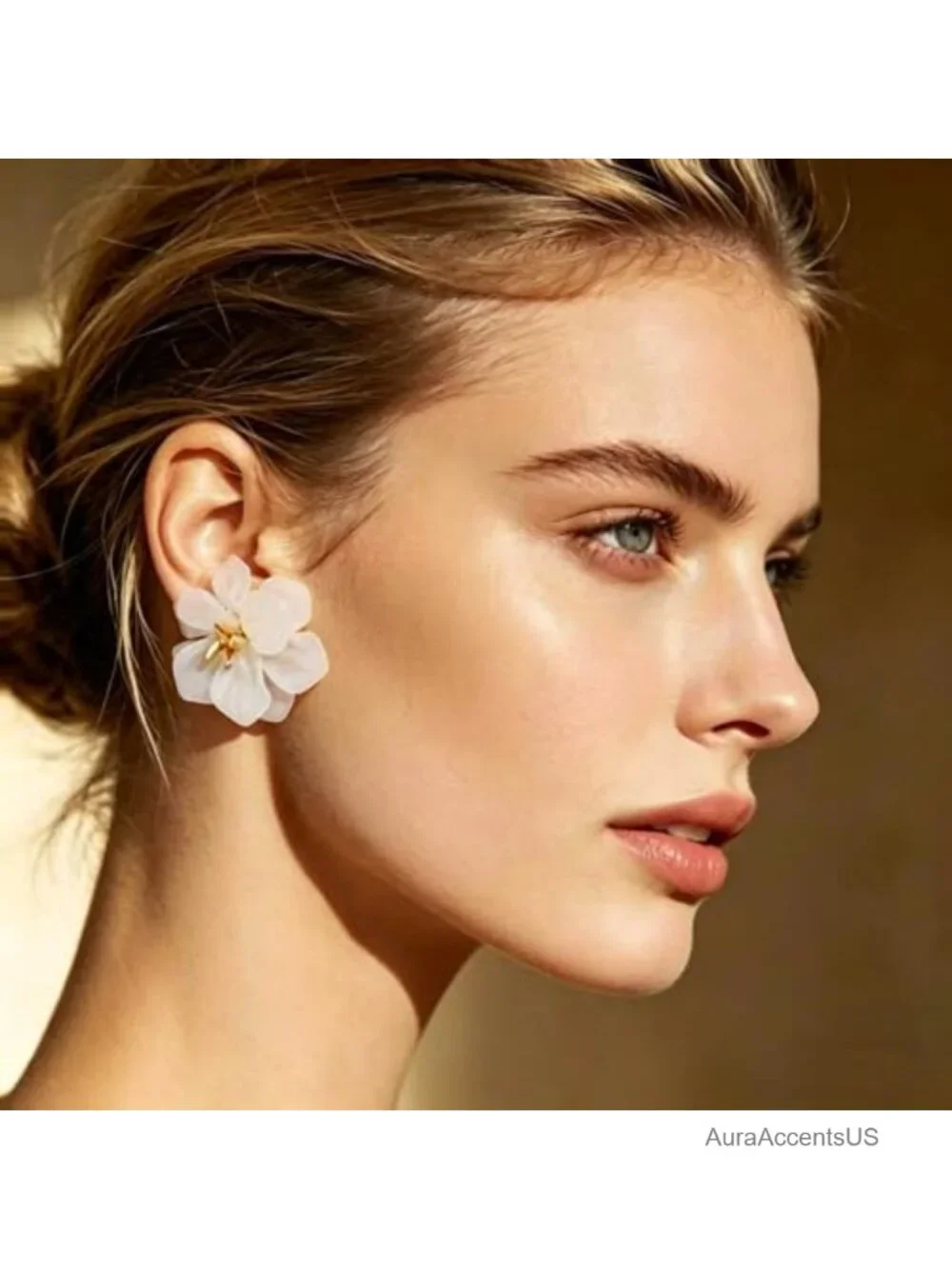 Layered Resin Petal Flower Earrings Statement Jewelry for Women